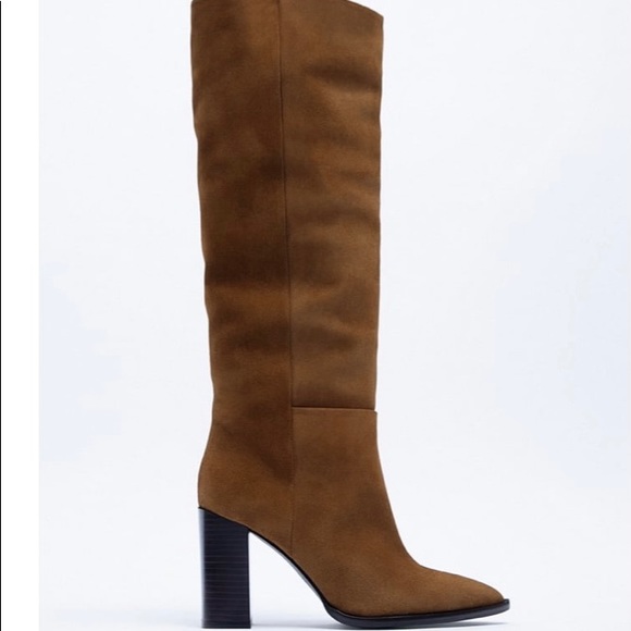 Zara Shoes - ✨BRAND NEW✨ZARA BROWN SUEDE KNEE HIGH BOOTS COWBOY WESTERN FALL